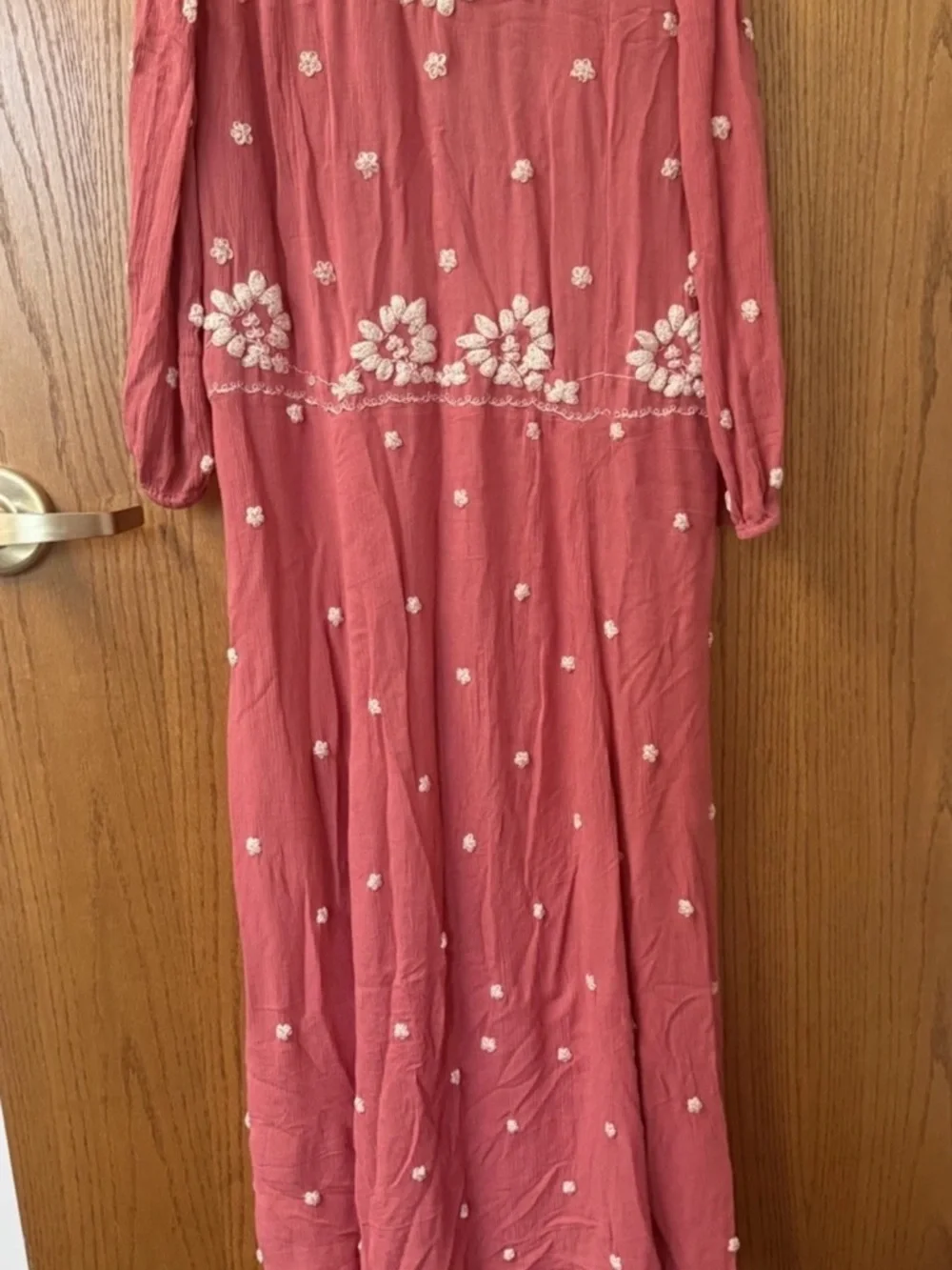 Free People Embroidered Fable Midi Dress Medium Viscose Rose Pink Boho - Picture 4 of 10